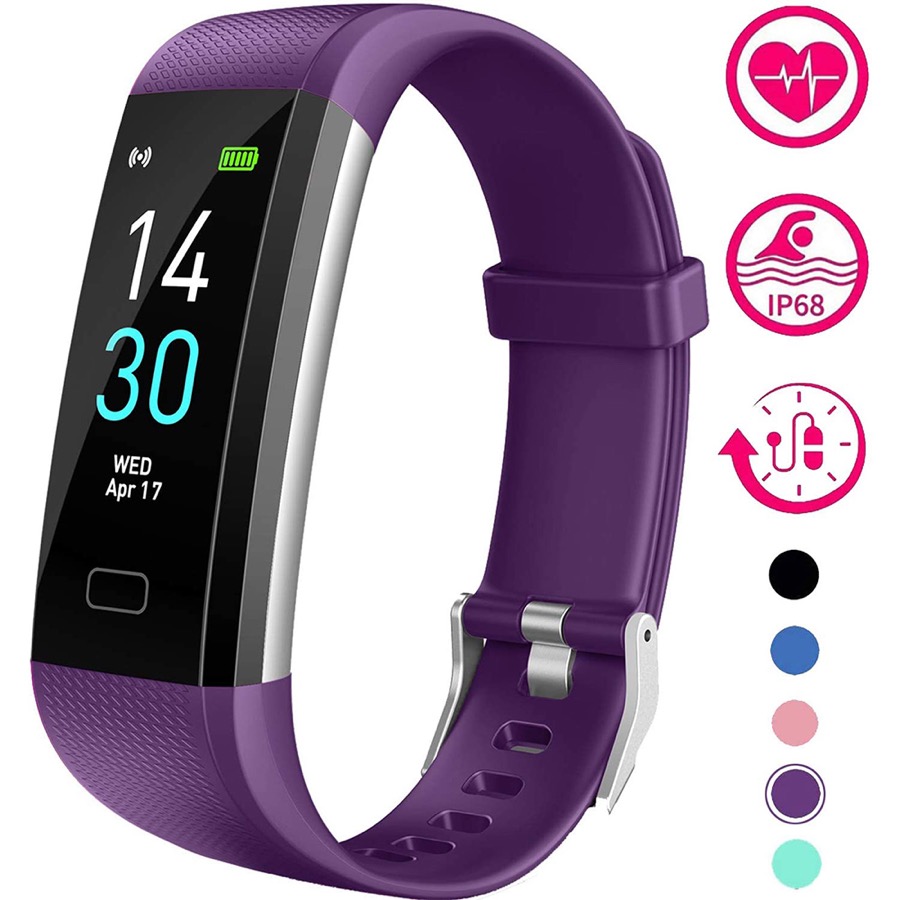 Fitness Tracker, Activity Tracker Watch With Heart Rate Monitor, Message Notification, Waterproof IP68 Pedometer With Step Counter Sleep Monitor Calorie Counter For Android & IPhone (Color: Purple)