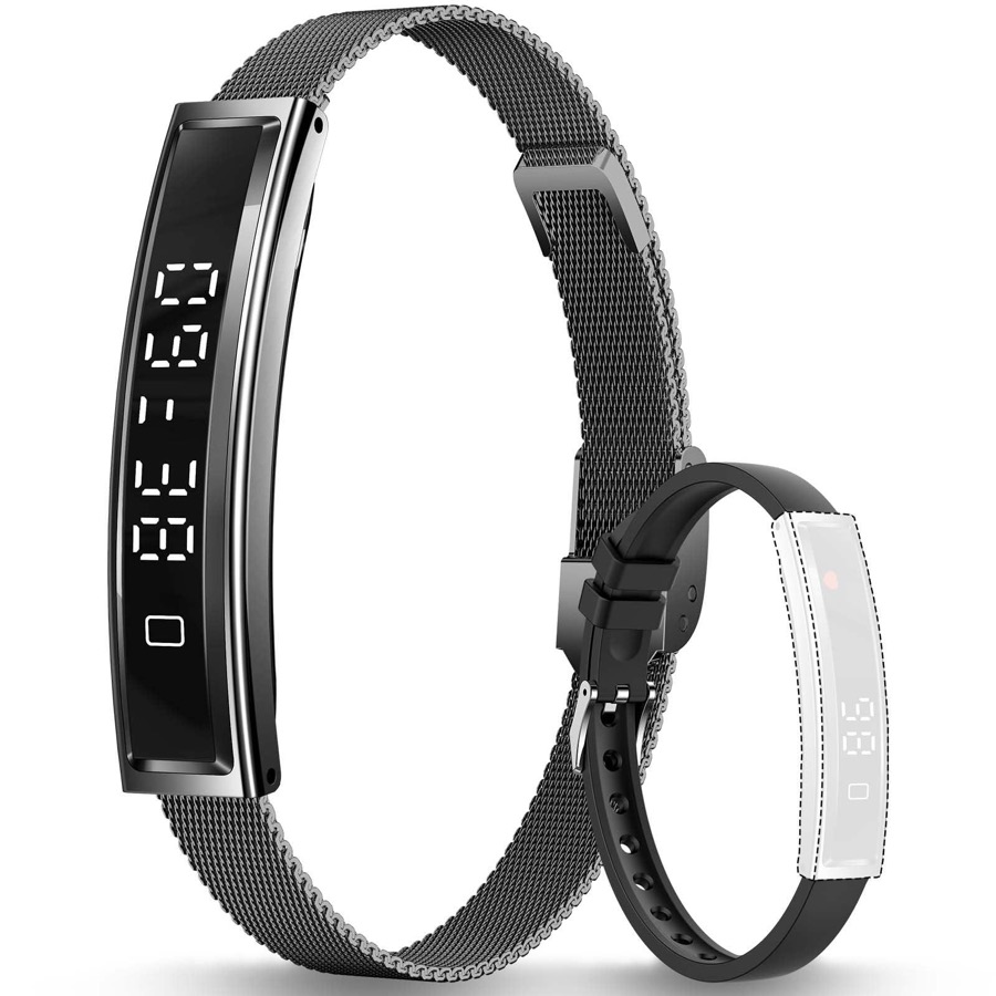 Smart Bracelet Fitness Health Tracker for Men Women with 2 Bands